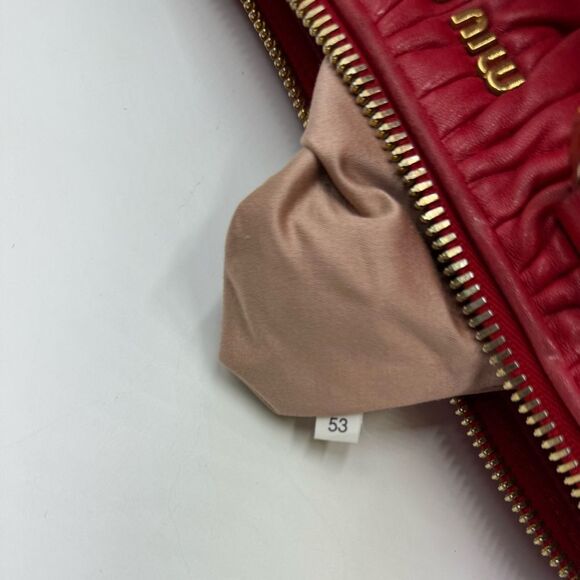 Auth Miu Miu Red Leather Quilted Matelesse 2way Bauletto Tote Bag Preloved Purse - Picture 16 of 16